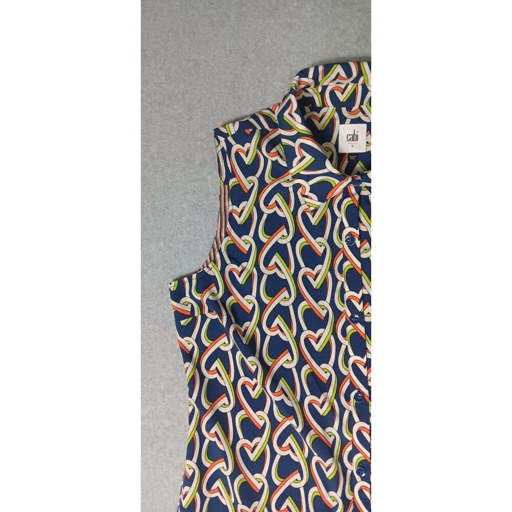 Cabi Sleeveless Button Up Tunic Shift Dress Womens Size Small Blue With... - Picture 9 of 12